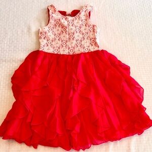 Emily West Girls Hot Pink Lace Ruffle Party Dress Size 8